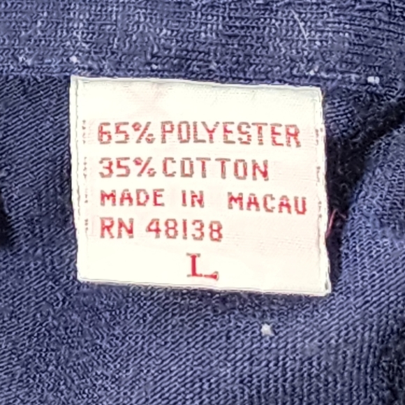 NUTMEG MILLS WEST VIRGINIA UNIVERSITY MEN'S POLO, SIZE LARGE, BLUE VTG Ca. 197Os - Picture 3 of 6